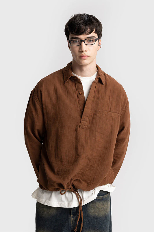 GIESTO x GARM ISLAND linen shirt in brown