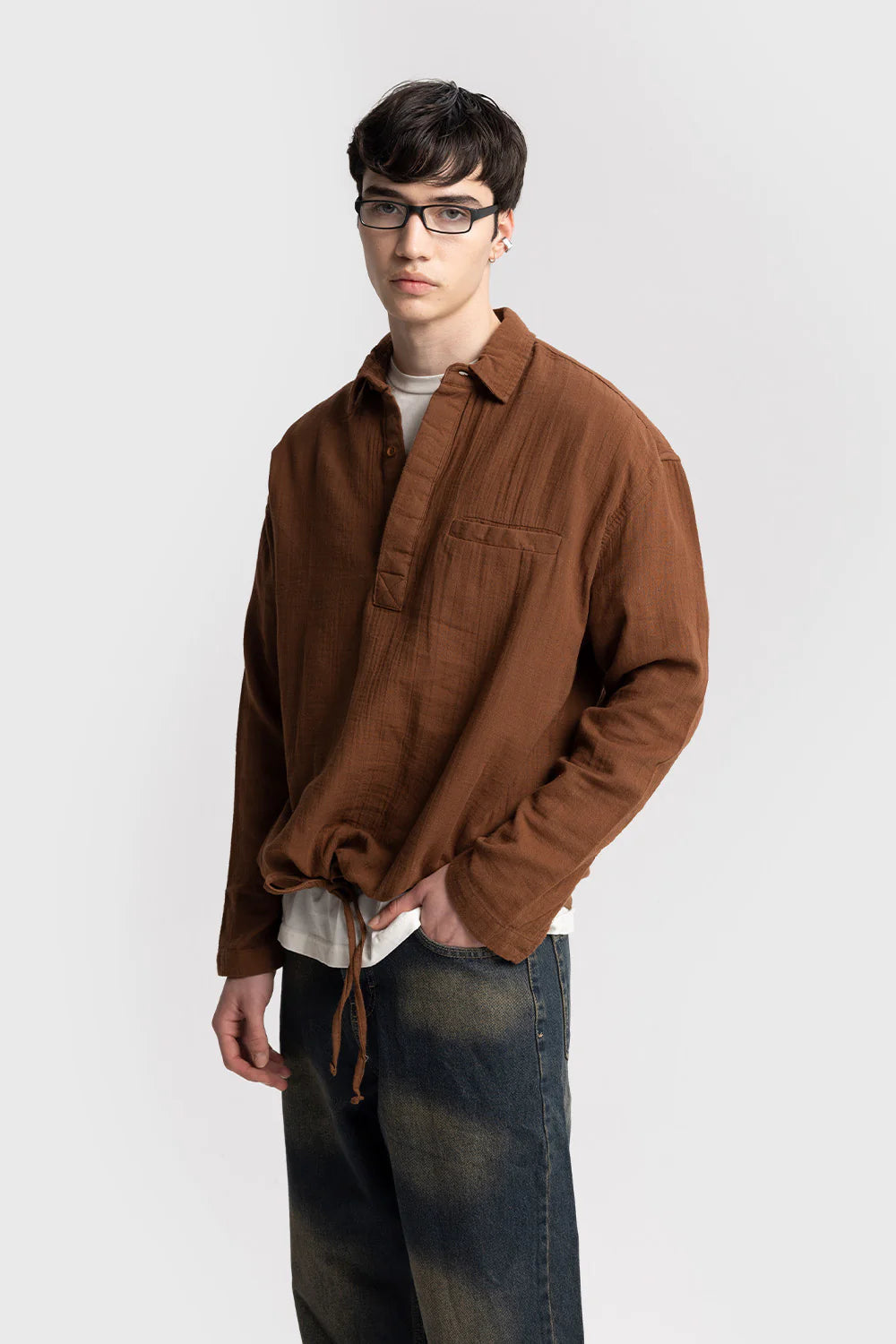 GIESTO x GARM ISLAND linen shirt in brown