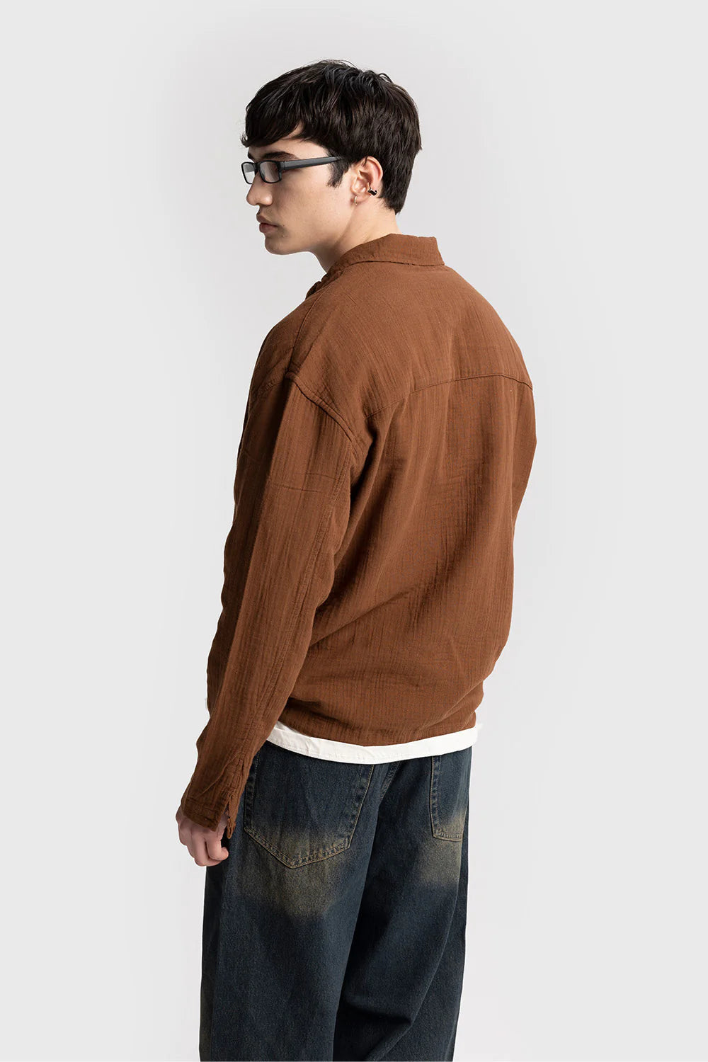 GIESTO x GARM ISLAND linen shirt in brown