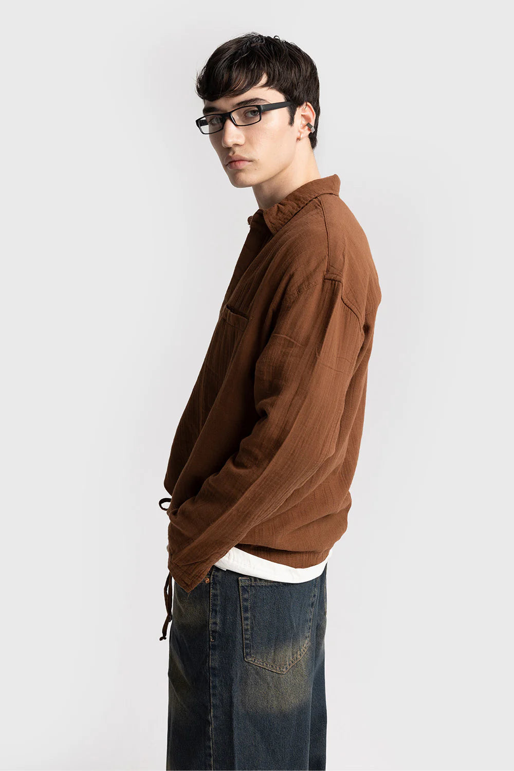 GIESTO x GARM ISLAND linen shirt in brown