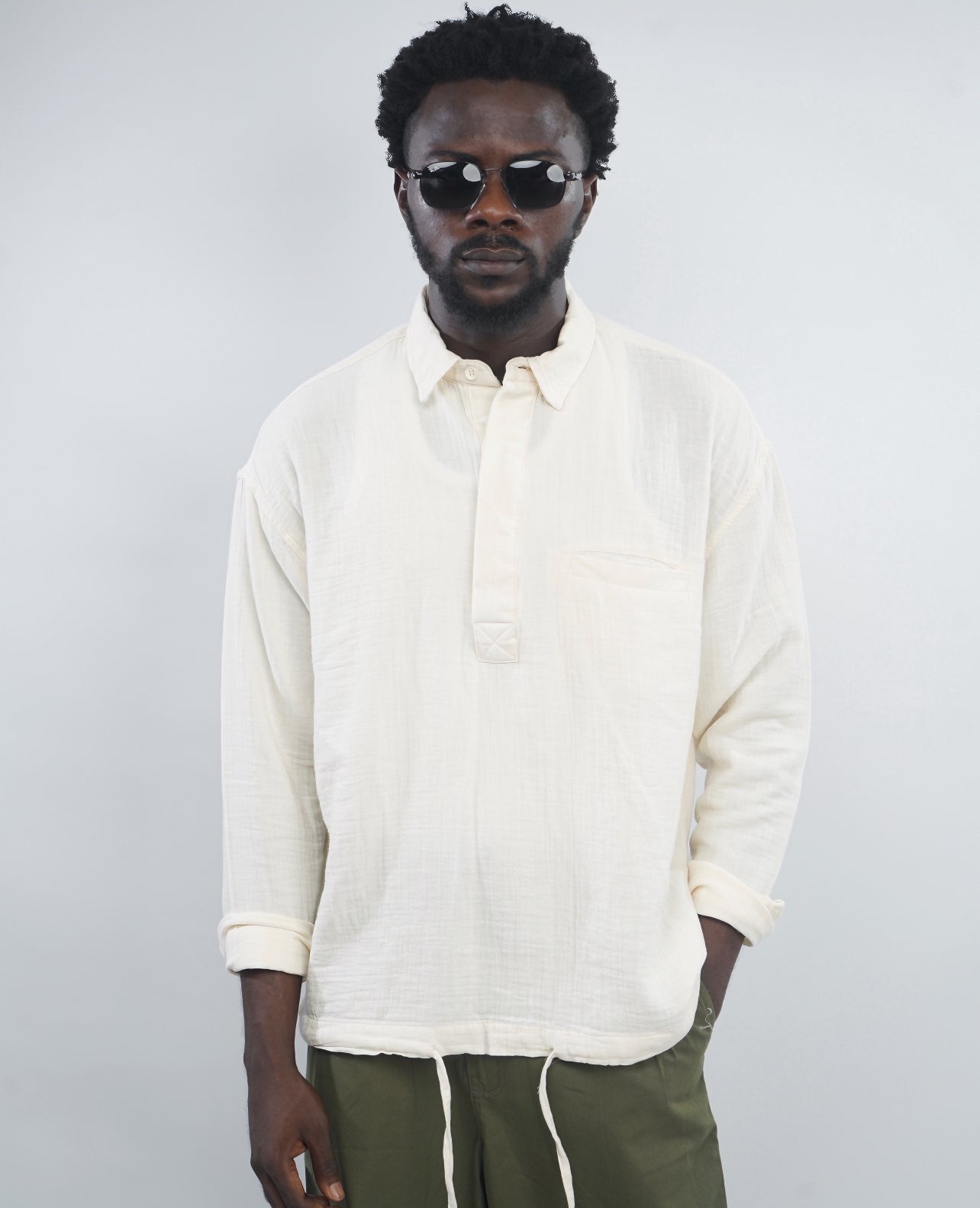 GIESTO x GARM ISLAND linen shirt in off-white