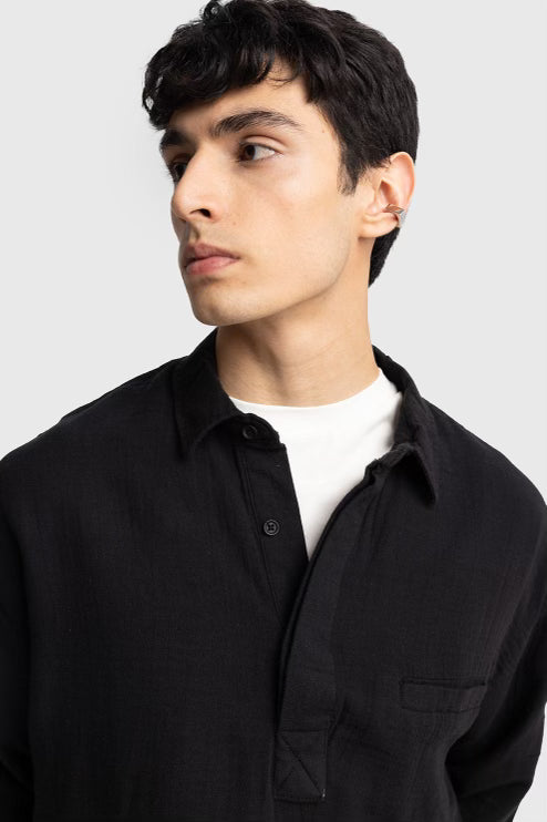 GIESTO x GARM ISLAND linen shirt in black