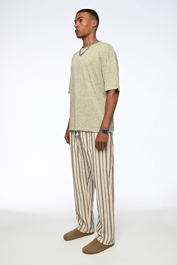 Vamos grey striped linen trousers