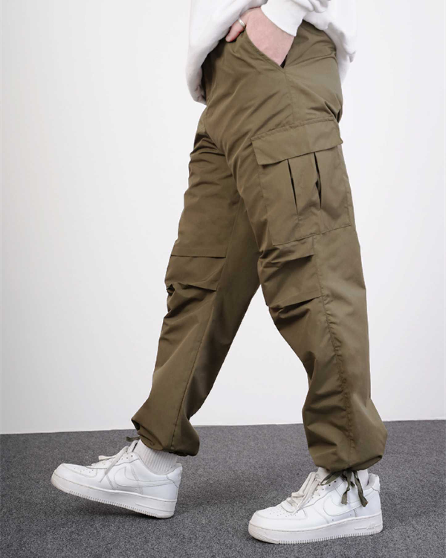 Garm Island x Difransel Parachute Fabric Cargo Pants in Khaki