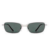 Full Rim Rectangular Silver Green Sun glasses