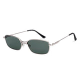 Full Rim Rectangular Silver Green Sun glasses