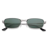 Full Rim Rectangular Silver Green Sun glasses
